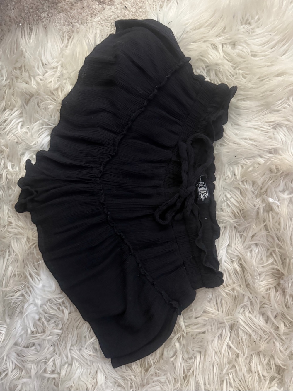 Rewash Black Ruffle Tie-Waist Skort